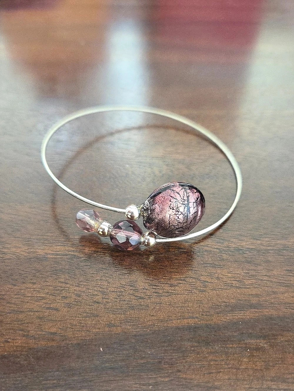 Purple & Silver Beaded Bracelet